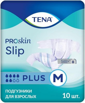 Купить tena proskin slip plus (тена) подгузники размер m, 10 шт в Семенове