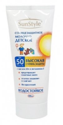 Купить sun style (сан стайл) молочко детское солнцезащитное водостойкое spf50, 100мл в Семенове