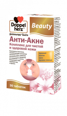 Купить doppelherz (доппельгерц) бьюти анти-акне комплекс для чистой и здоровой кожи, таблетки 30 шт бад в Семенове