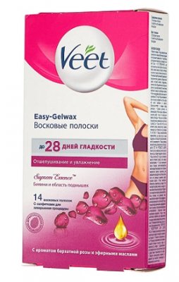Купить veet easy-gelwax (вит) восковые полоски для депиляции для бикини с ароматом бархатной розы, 14шт в Семенове