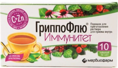 Купить гриппофлю иммунитет, пор. апельсин №10_бад (марбиофарм оао, россия) в Семенове