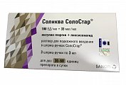 Купить соликва солостар, раствор для подкожного введения 100 ед/мл+33 мкг/мл, картридж 3мл+шприц-ручка солостар, 3шт в Семенове