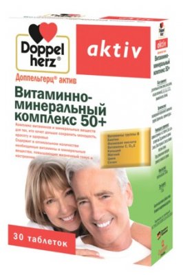 Купить doppelherz activ (доппельгерц) витаминно-минеральный комплекс 50+, таблетки, 30 шт бад в Семенове