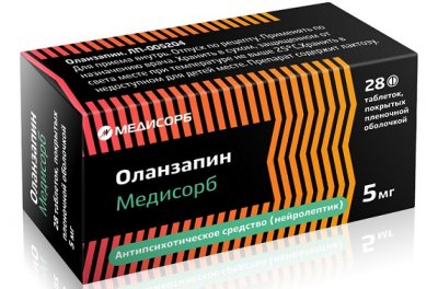 Купить оланзапин-медисорб, таблетки, покрытые пленочной оболочкой 5мг, 28 шт в Семенове