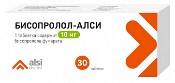 Бисопролол-АЛСИ, таблетки покрытые пленочной оболочкой 10 мг, 30 шт