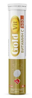 Купить gold vit (голд вит) витамин с 900, таблетки шипучие 4г, 20 шт бад в Семенове