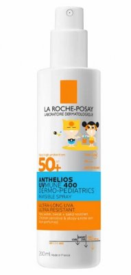 Купить la roche-posay anthelios uvmune 400 (ля рош позе) дермо-педиатрикс спрей для лица и тела для детей 200мл spf50+ в Семенове