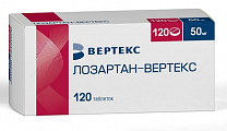 Купить лозартан-вертекс, таблетки покрытые пленочной оболочкой 50 мг, 120 шт в Семенове