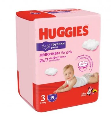 Купить huggies (хаггис) трусики-подгузники 3 для девочек 7-11кг 19шт в Семенове