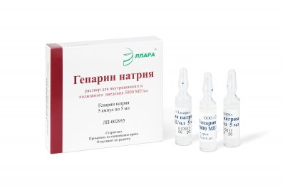Купить гепарин, раствор для внутривенного и подкожного введения 5000ме/мл, ампулы 5мл, 5 шт в Семенове