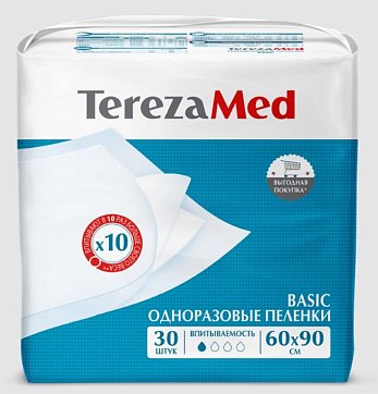 TerezaMed (Терезамед), пеленки одноразовые Basic 60х90см 30 шт