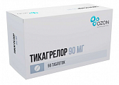 Купить тикагрелор, таблетки покрытые пленочной оболочкой 90 мг, 56 шт в Семенове