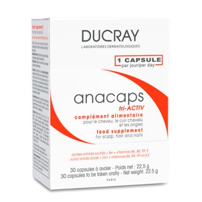 Купить дюкрэ анакапс (ducray аnacaps) три-актив для волос и кожи головы капсулы 30 шт бад в Семенове
