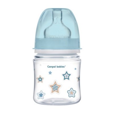 Купить canpol (канпол) бутылочка пластиковая easystart newborn антиколиковая с широким горлом с рождения, 120 мл голубая в Семенове
