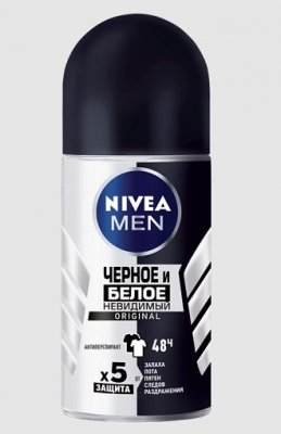 Купить nivea (нивея) для мужчин дезодорант шариковый невидимый черное и белое original, 50мл в Семенове