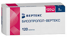Купить бисопролол-вертекс, таблетки покрытые пленочной оболочкой 5мг 120шт в Семенове