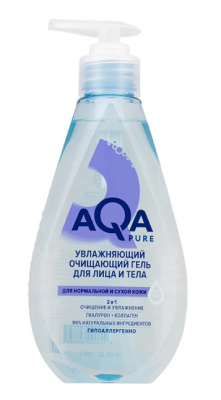 Купить aqa рure (аква пьюр) гель для лица и тела увлажняющий очищающий для нормальной и сухой кожи, 250 мл в Семенове