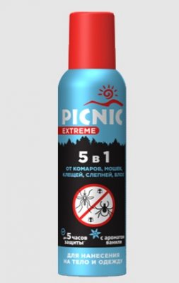 Купить пикник (picnic) extreme аэрозоль от клещей и комаров 5в1, 150мл в Семенове
