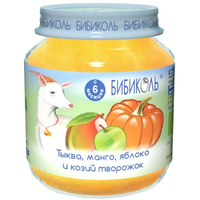 Купить бибиколь пюре тыква/манго/яблоко/козий творожок 125г  в Семенове