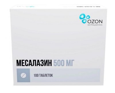 Купить месалазин, таблетки кишечнорастворимые, покрытые оболочкой 500мг, 100 шт в Семенове