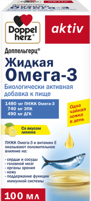 Купить doppelherz (доппельгерц) актив жидкая омега-3, жидкость для приема внутрь, флакон 100 мл. бад в Семенове