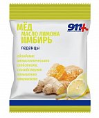 Купить 911 леденцы мед, имбирь и масло лимона с витамином с, пакет 50г бад в Семенове