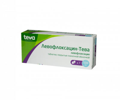 Купить левофлоксацин-тева, таблетки, покрытые пленочной оболочкой 500мг, 7 шт в Семенове