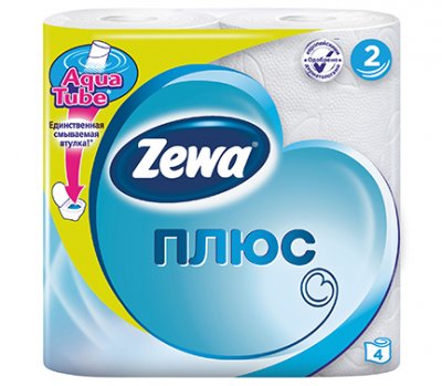 Купить зева (zewa) плюс туалетная бумага 2-х слойная белая, рулон 4шт в Семенове