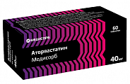 Купить аторвастатин медисорб, таблетки покрытые пленочной оболочкой 40 мг, 60 шт в Семенове