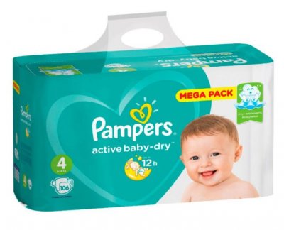 Купить pampers active baby (памперс) подгузники 4 макси 9-14кг, 106шт в Семенове