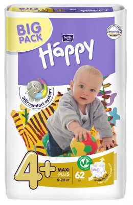 Купить bella baby happy (белла) подгузники 4+ макси+ 9-20кг 62 шт в Семенове