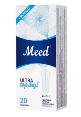Купить meed ultra top dry (мид) прокладки ежедневные ультратонкие усеченные, 20 шт в Семенове