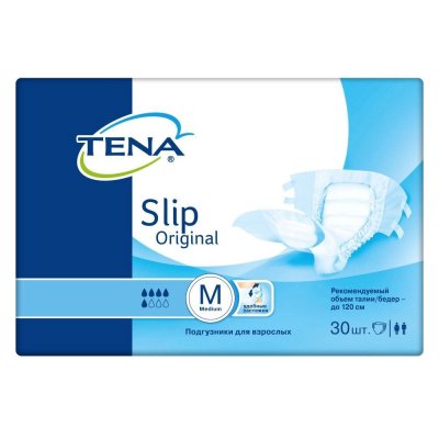 Купить tena slip оriginal (тена) подгузники для взрослых, размер m (обхват талии/бедра от 80см до 120см), 30 шт в Семенове