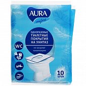 Купить aura (аура) покрытие на сиденье унитаза одноразовое бумажное 10шт в Семенове