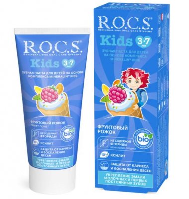 Купить рокс (r.o.c.s) зубная паста для детей фруктовый рожок без фтора, 45мл в Семенове