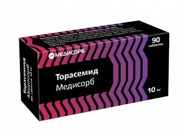 Торасемид Медисорб, таблетки 10 мг, 90 шт