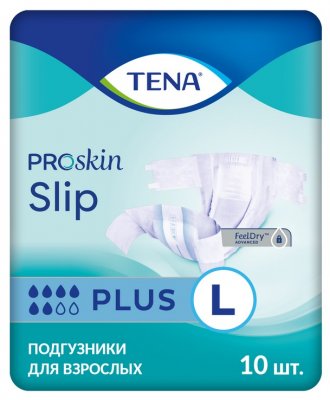 Купить tena proskin slip plus (тена) подгузники размер l, 10 шт в Семенове