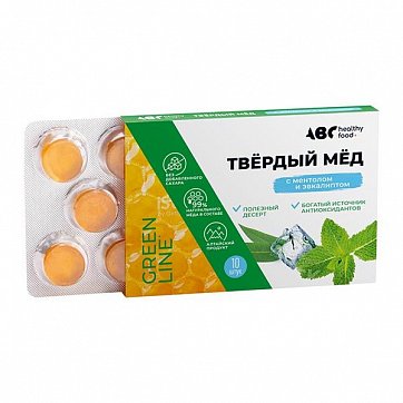 Мед твердый вкус ментола и эвкалипта ABC Healthy Food пастилки 30г (10шт)