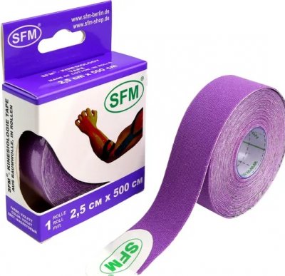 Купить лента (тейп) кинезиологическая sfm-plaster на хлопковой основе  2,5см х 5м фиолетовый в Семенове