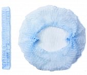 Купить шапочка-берет шарлотта нестерильная спанбонд плотность 8/м2, размер 52-62, длина 48см, голубая 125 шт в Семенове