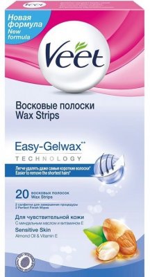 Купить вит (veet) восковые полоски для депиляции для чувствительной кожи easy gel-wax, 20 шт  в Семенове