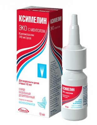 Купить ксимелин эко с ментолом, спрей назальный дозированный 140мкг/доза, флакон 10мл (60доз) в Семенове