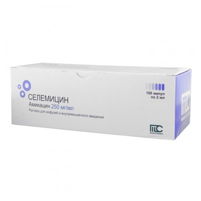 Купить селемицин, р-р д/инф и в/м введ 250 мг/мл амп 2мл №100 (medochemie, кипр) в Семенове