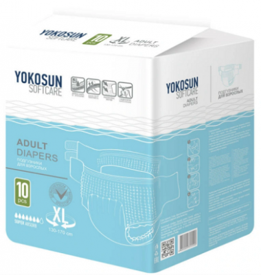Купить yokosun (йокосан) подгузники на липучках для взрослых размер xl, 10шт (объем 130-170см) в Семенове
