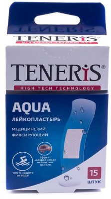 Купить пластырь teneris aqua (тенерис) водостойкий фиксирующий полимерная основа, 15 шт в Семенове