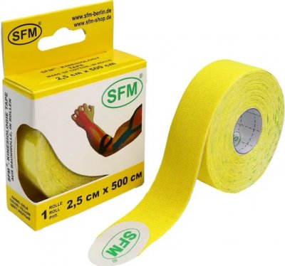 Купить лента (тейп) кинезиологическая sfm-plaster на хлопковой основе  2,5см х 5м желтый в Семенове