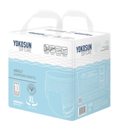 Купить yokosun (йокосан) подгузники-трусики для взрослых размер xl (объем 130-170см) 10 шт в Семенове