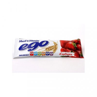 Купить мюсли ego (эго) батончик клубника с железом и витаминами в йогурте, 25г бад в Семенове