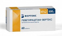 Купить леветирацетам-вертекс, таблетки покрытые пленочной оболочкой 500 мг, 60 шт в Семенове