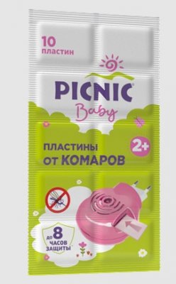 Купить пикник (picnic) baby пластинки от комаров, 10 шт в Семенове